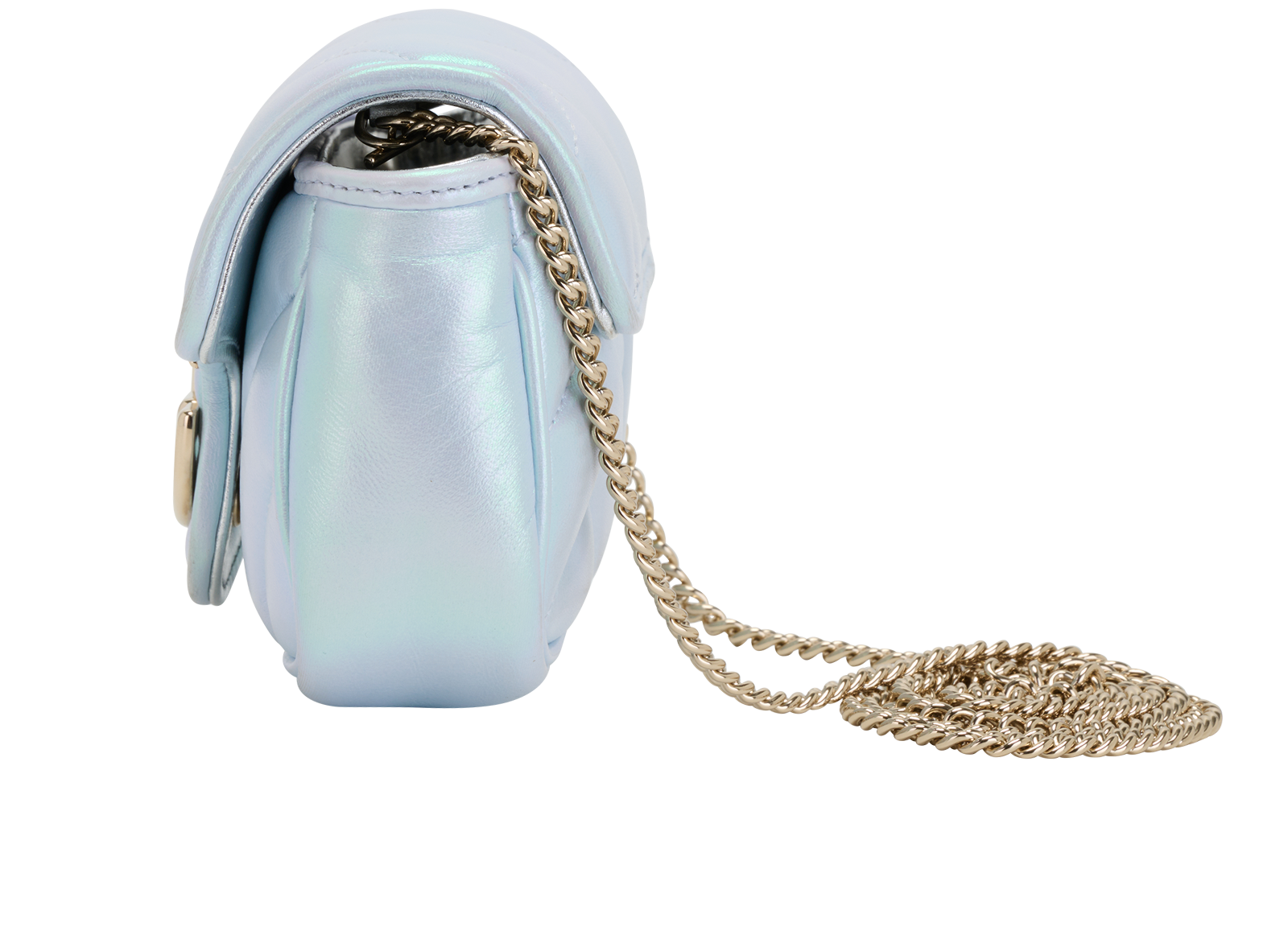 Mini GG Marmont Shoulder Bag, &pound;850, Handbags, Blue/Pink, Leather, Bottom view